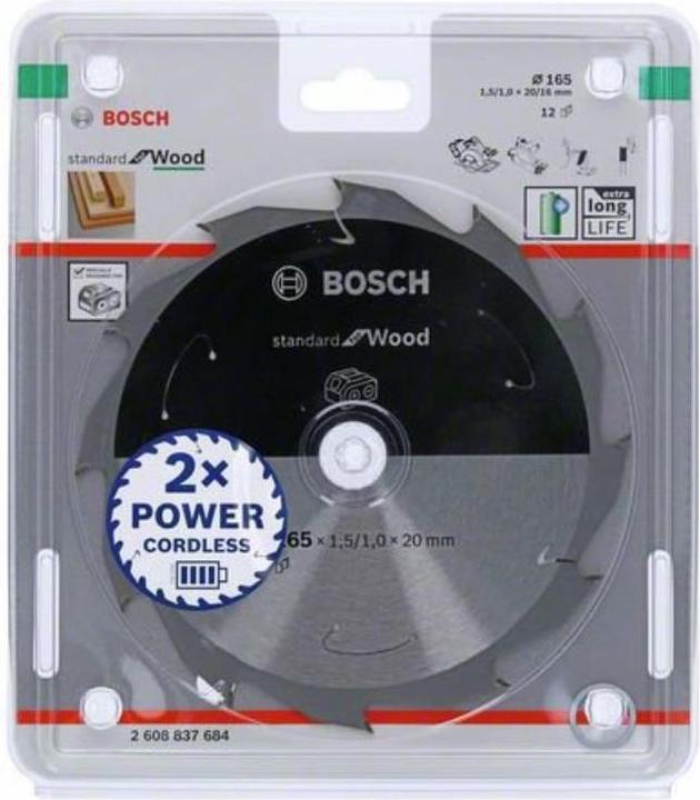 Productafbeelding Bosch Professional Zubehör Cirkelzaagblad Standaard voor hout, 165x1,5/1x20, 12 tanden