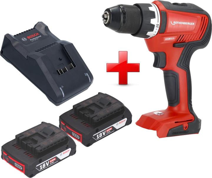 Produktbild Rothenberger RO DD55 Akku Bohrschrauber 18 V 55 Nm Brushless AMPShare + 2x Akku 2,0 Ah + Ladegerät (Bohrschrauber)
