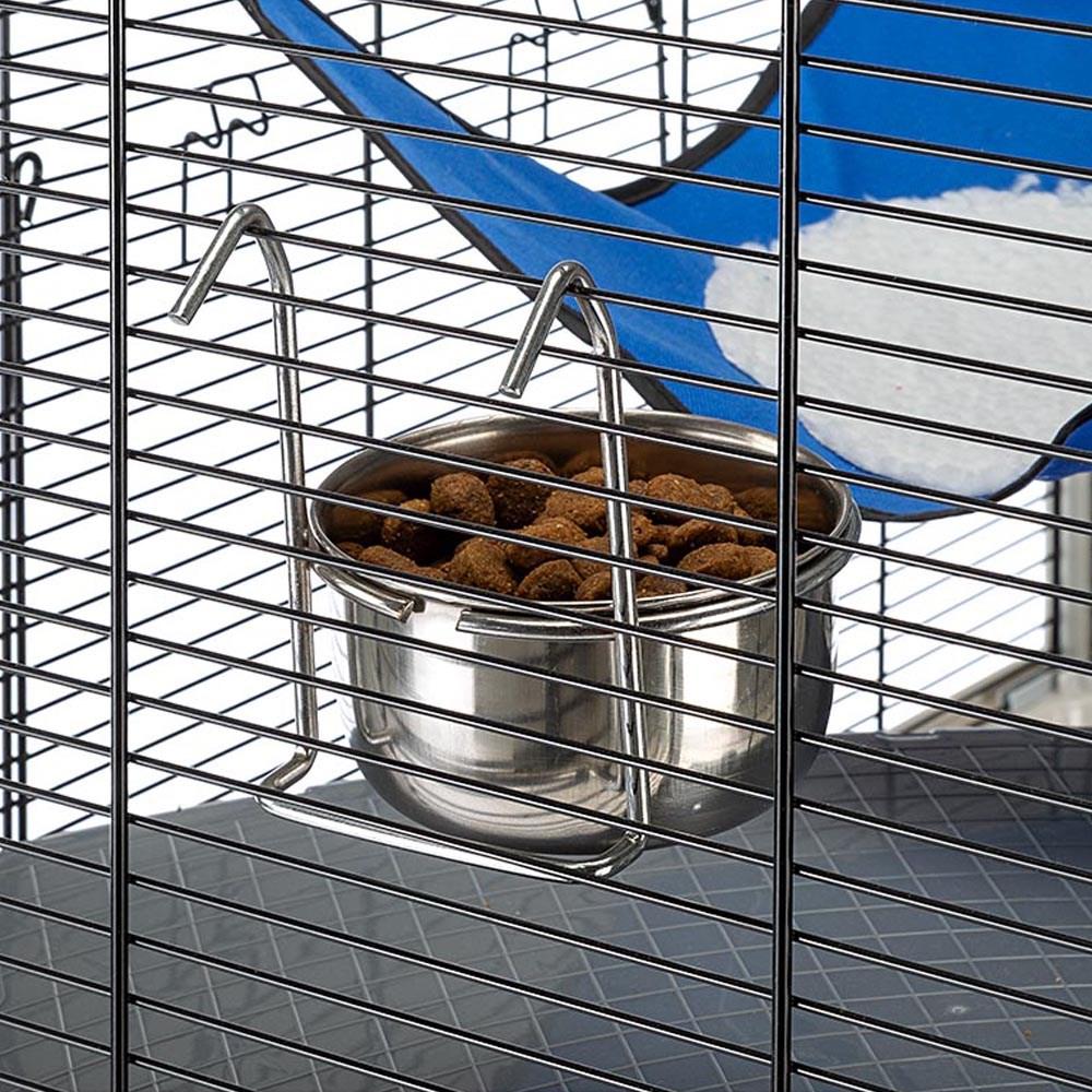 Ferplast Cage confortable pour fûrets et rats FURAT, strucutre à plusieurs niveaux avec accessoires inclus, angles renforcés, vernis métal et plastique noir, 78 x 48 x h 70