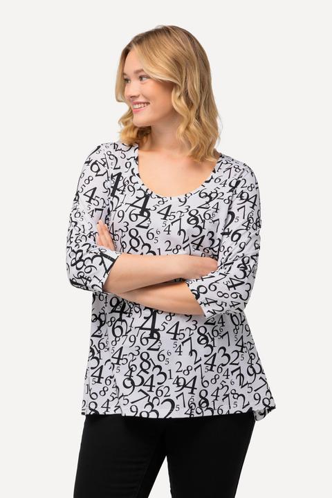 Produktbild Ulla Popken Shirt, Zahlenmuster, A-Linie, Rundhals, 3/4-Arm (50, 52)