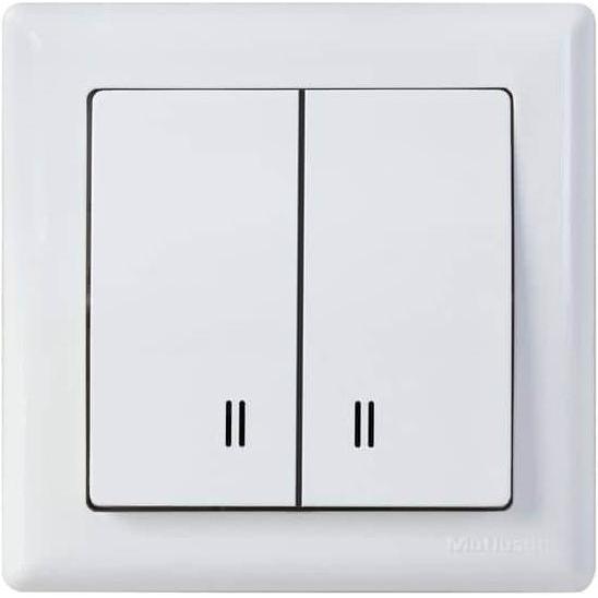 Mutlusan Daria 2-fach Schalter mit Beleuchtung Weiss, Taster + Schalter, Weiss