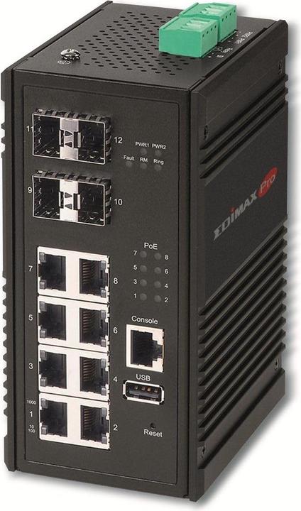 Edimax Pro Edimax Port Gigabit PoE WebManagebarer IndustrieSwitch SFPSteckplätzen (8 Ports)