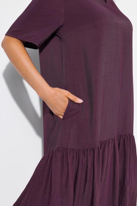 Produktbild Ulla Popken Midikleid, Volantsaum, A-Linie, V-Ausschnitt, Halbarm (46, 48)