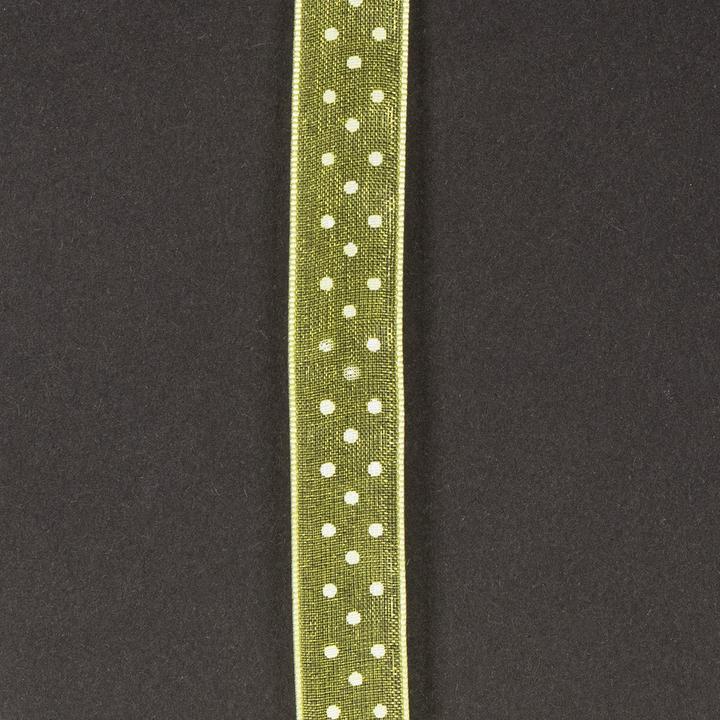 Produktbild Mabella Satinband Grün mit weissen Punkten (20x)