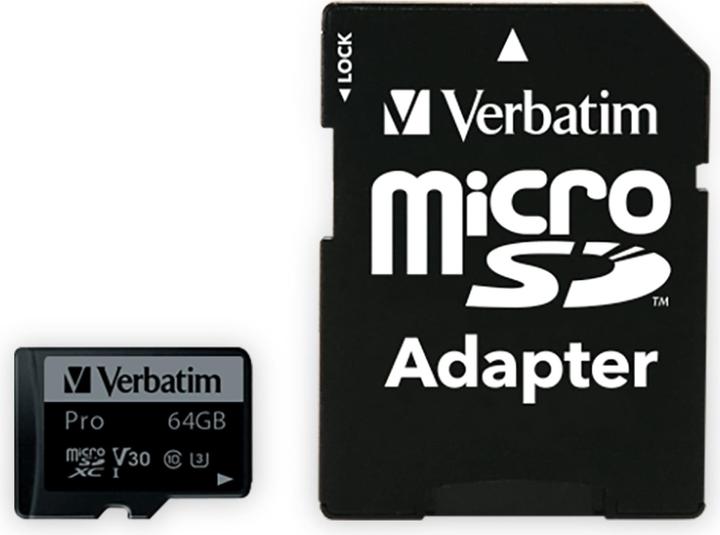 Actual product image Verbatim Pro (64 GB, microSDXC, U3, UHS-I)