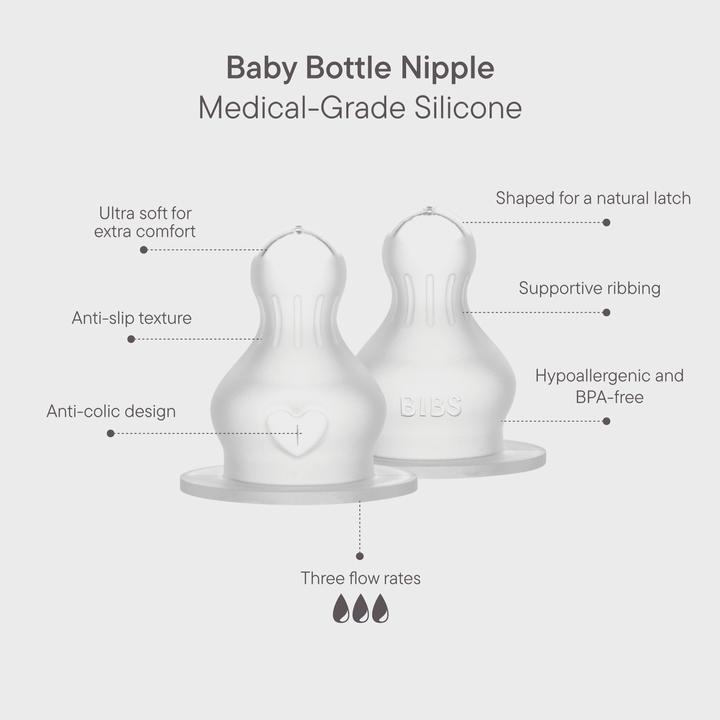 Actual product image Bibs Bottle suction Silicone Slow Flow 2 pieces