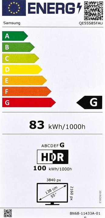 Energie-Label Samsung TV QE55S85FAUXXH Quantum OLED (55", OLED, 4K, 2025)
