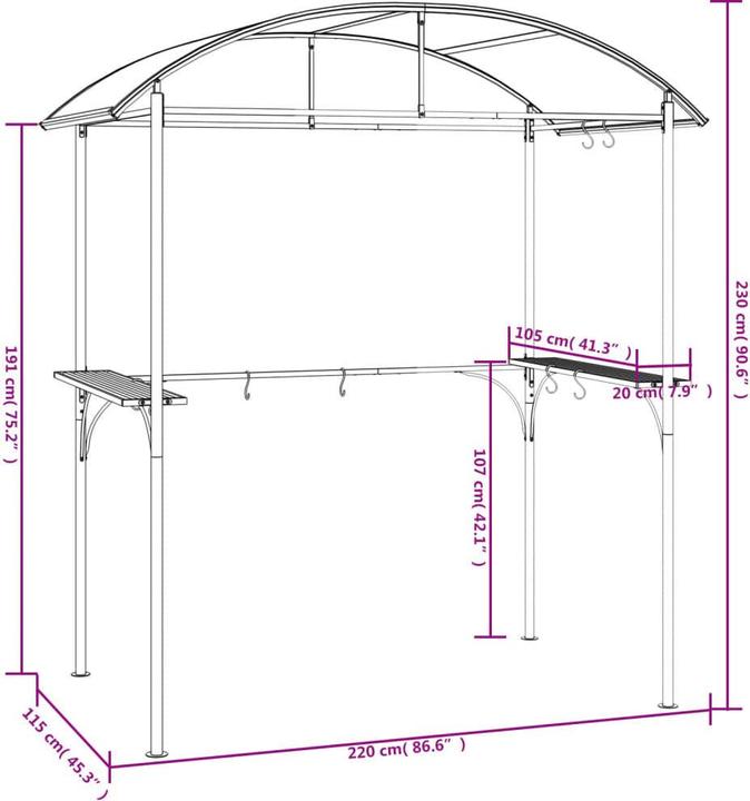 Produktbild vidaXL BBQ-Pavillon (220 cm, 220 cm)