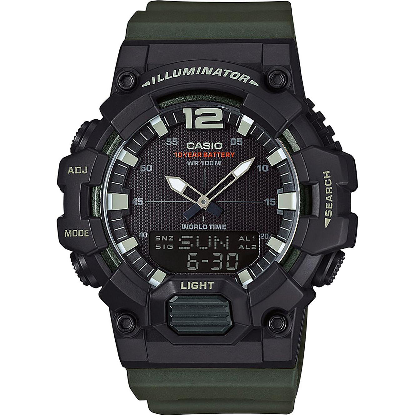 Casio, Armbanduhr, Hdc-700-3avef, Schwarz, Grün, (Analoguhr, Chronograph, Digitaluhr, 49 mm)