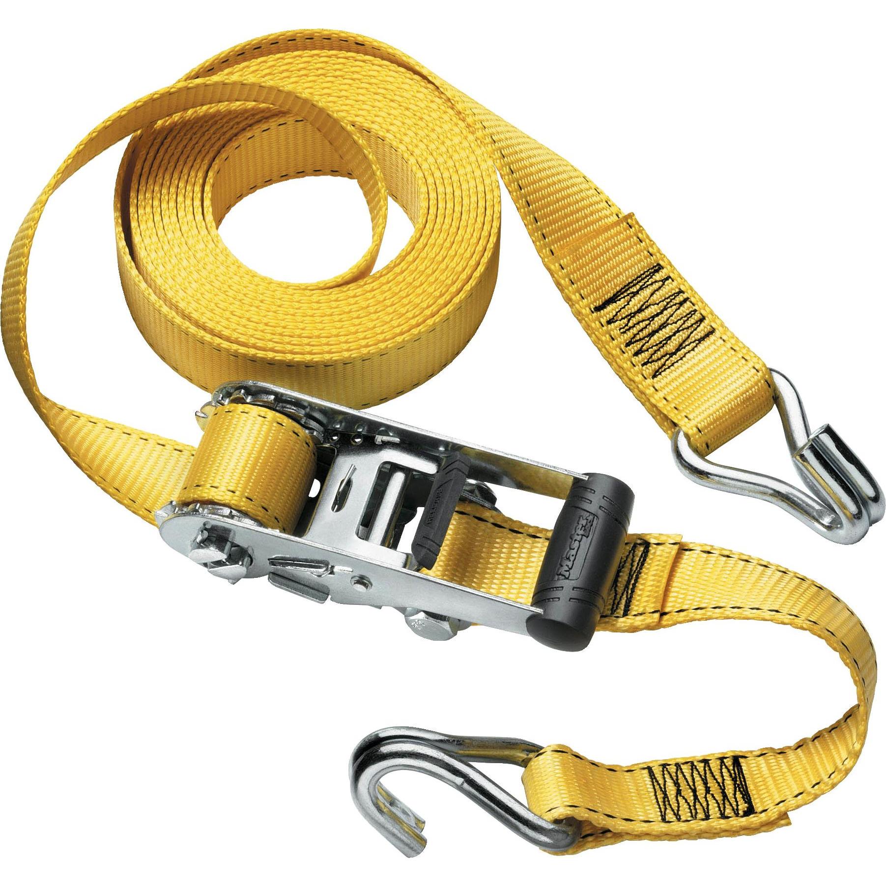 Master Lock Giallo Cinghia + Ausili Di Fissaggio, Cinghia Di Ancoraggio Con Cricchetto A Pressione Con Gancio A J