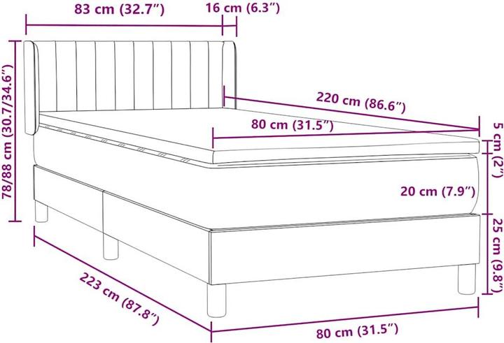 Actual product image vidaXL Boxspringbett (80 x 220 cm)