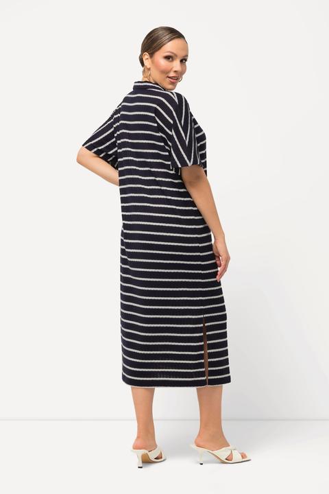 Produktbild Ulla Popken Strick-Midikleid, Ringel, V-Ausschnitt, Halbarm (62)