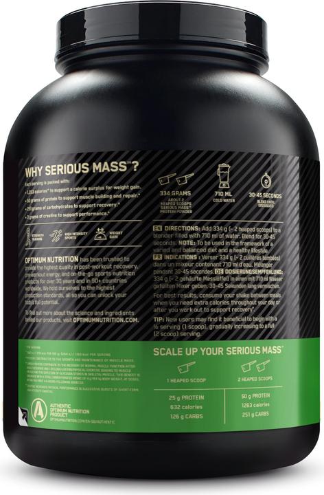 Image du produit Optimum Nutrition Serious Mass (2730 g, 1 x, Chocolate)