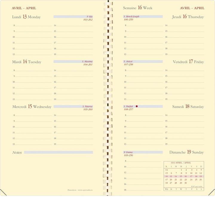 Immagine prodotto Quo Vadis Planorizon FRImp. 2021 QV374071 noir, 1W/2S, 8.8x17cm (A6, Francese)