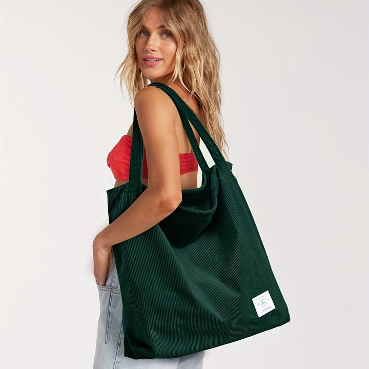 Actual product image Only-Bags.Store Corduroy shoulder bag, minimalist monochrome tote bag, all-match storage handbag