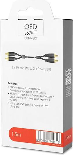 Image du produit QED Connect Cable 2 X Phono (M) To 2 X Phono (M) 1.5 meters QE8104 (1.50 m, Câbles Cinch)
