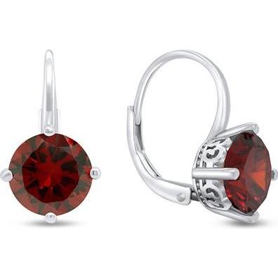 Brilio, Ohrringe, Silver - Matching silver earrings with red zircons EA302WR