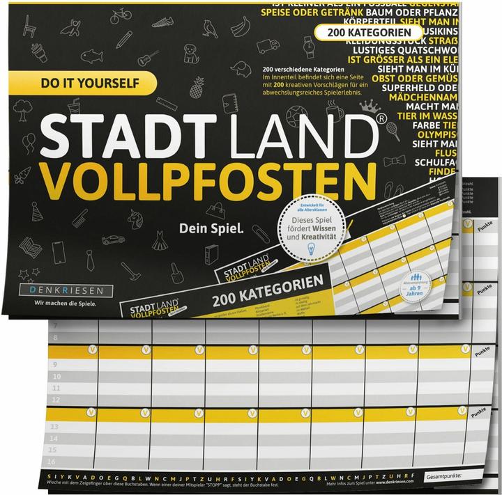 Denkriesen Stadt Land Vollpfosten - A4 Block  Do It Yourself Edition (d (2 - 4 Spieler)