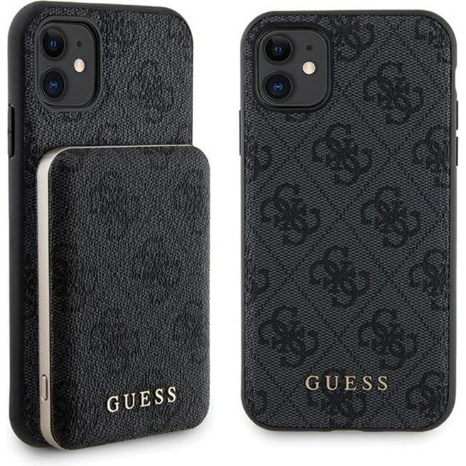 Guess Zestaw GUBPM5N614GEMGK Custodia rigida per iPhone 11 6.1" + Powerbank 5000mAh MagSafe (Apple iPhone 11), Cover smartphone, Nero
