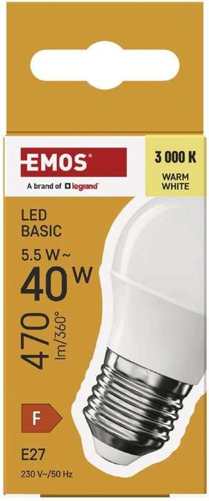 Produktbild Emos LED Lampe Basic Mini Globe / E27 / 5,5 W (40 W) / 470 lm / Warmweiss (E27, 470 lm, 1x)