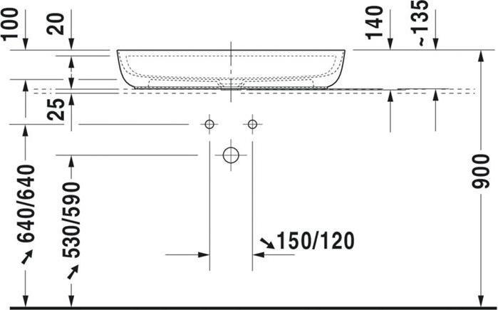 Produktbild Duravit Aufsatzbecken LUV o ÜL m HLB 800x400mm 1 HL gr sdm WG (400 mm, 800 mm)