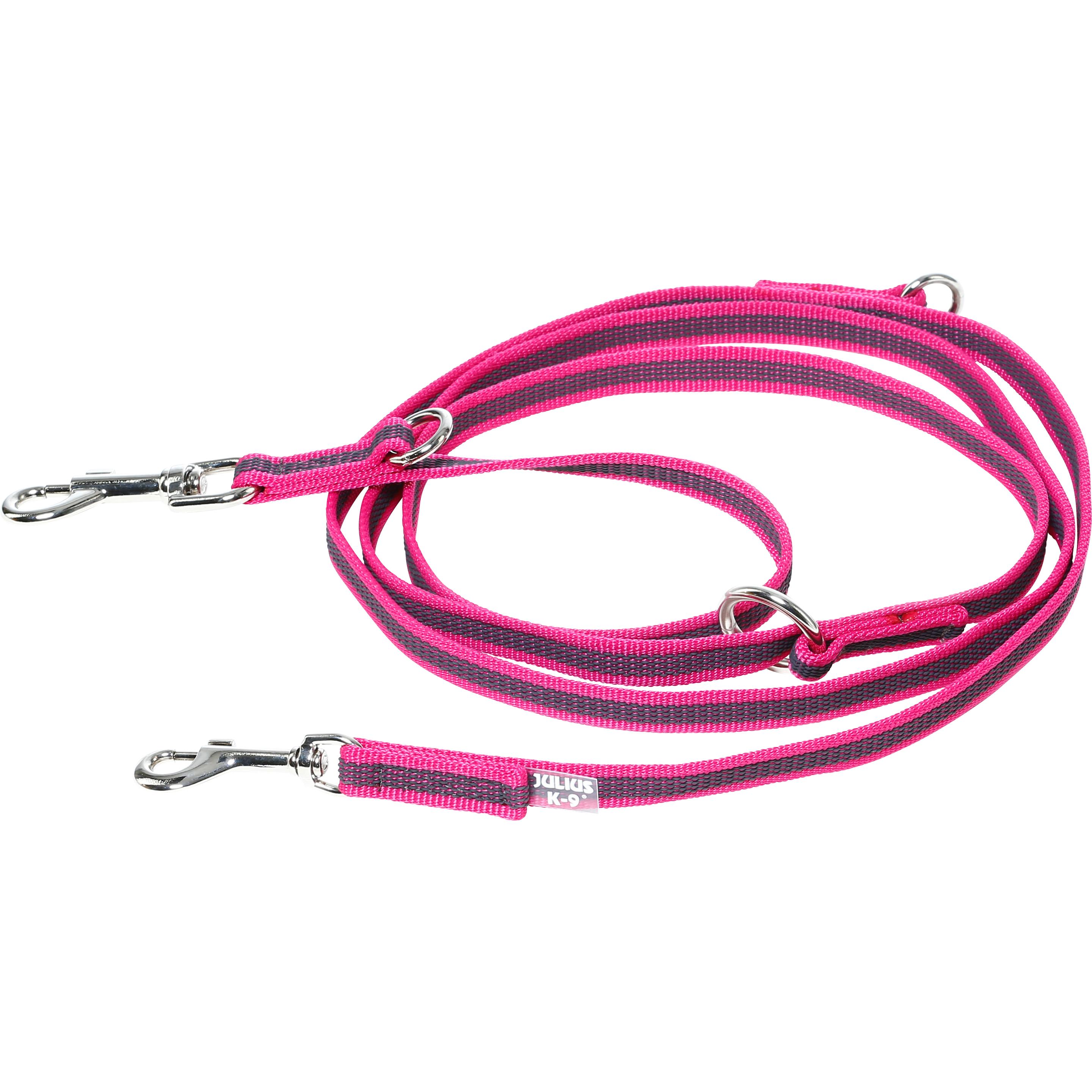 Julius-K9 Lenza K9 C&G, rosa/grå, 14mm/2,2m, max 30kg (Cane), Collare + Guinzaglio
