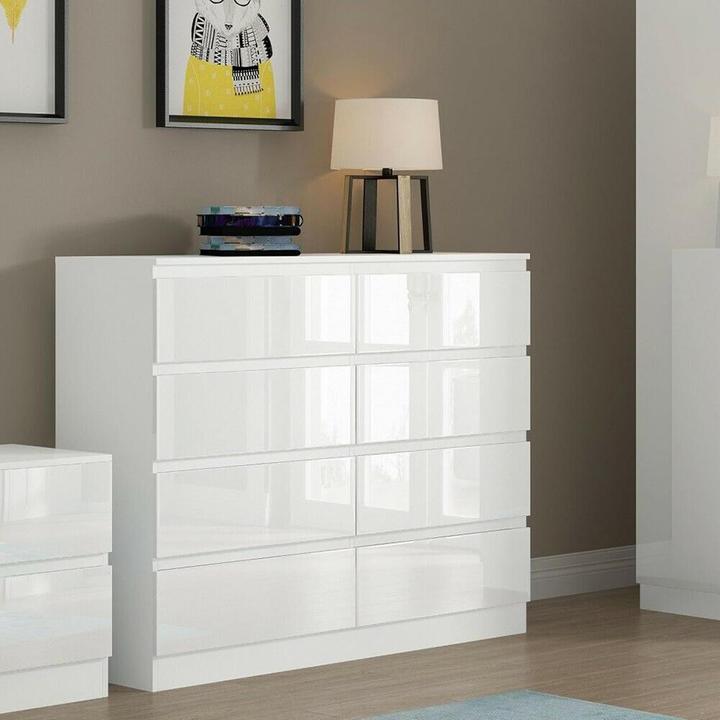 Produktbild HTI-Living Sideboard Kenji 8 Schubladen Hochglanz Weiss