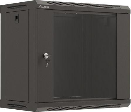 Produktbild Lanberg Wandmontierter Rack-Schrank 19 9HE 540x350 schwarz verglaste Türen (FLAT PACK) (19 Zoll Rack)
