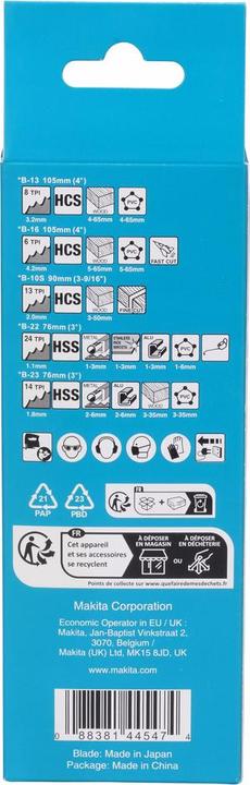 Actual product image Makita Jigsaw blade set 10 pcs. B-44