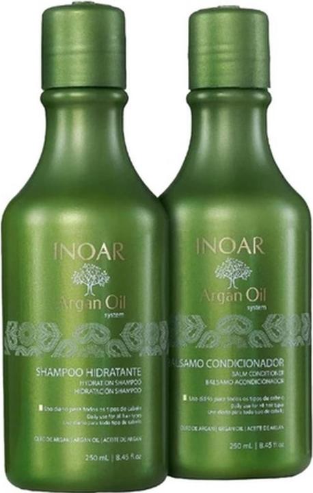 Actual product image Inoar Argan Oil Shampoo and Conditioner for Stressed Hair Types 8.5 Ounces 250 Millilitres (250 ml, Liquid shampoo)