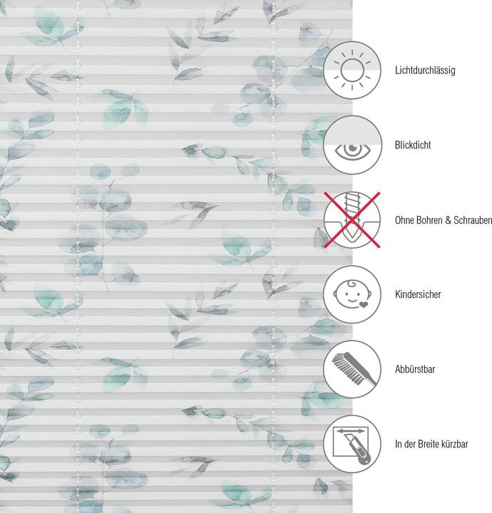 Produktbild Gardinia Plissee Concept zum Klemmen Flowers and Plants Zweig (70 x 130 cm)