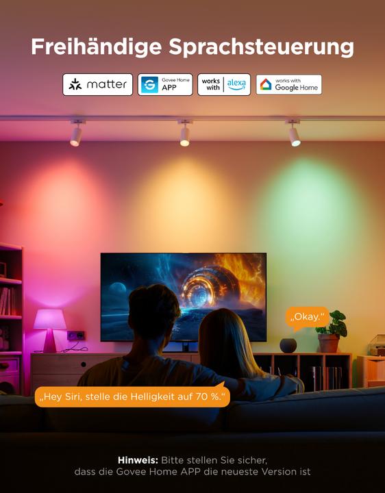 Actual product image Govee Smart Light Bulb E14, RGBWW, CRI groesser als (E14, 5 W, 450 lm, 1 x, F)