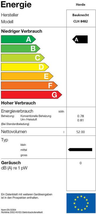 Label énergétique Bauknecht Clh 8482 Ws