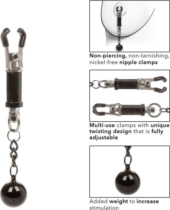 Image du produit CalExotics Pinces à tétons Weighted Twist Nipple Clamps