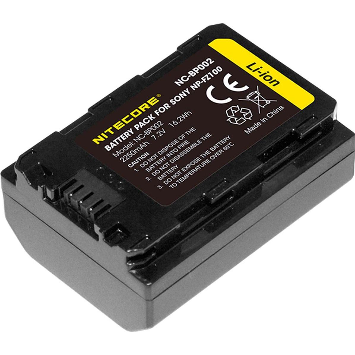 Nitecore NC BP002 (Batteria Sony NP FZ100) 2250mAh (Batteria della fotocamera), Alimentatore fotocamera