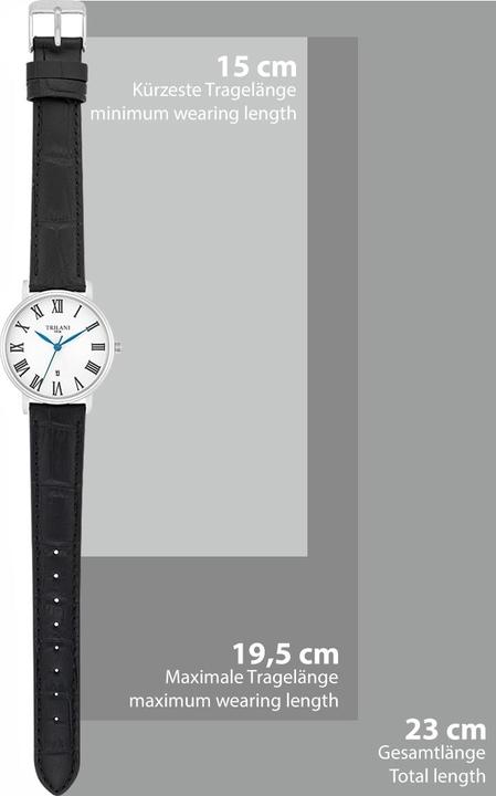 Produktbild Trilani Damen Quarzuhr Echtleder Schwarz - 30490 (Analoguhr, 32 mm)