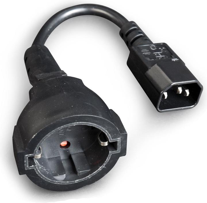 Actual product image Gembird power adapter cord C14 male -> schuko female (0.15 m, CEE 7/4)