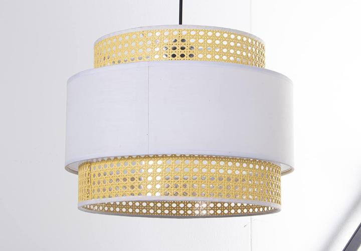 Produktbild Lampada da Soffitto con Tre Anelli in Rattan e Cotone (E27)