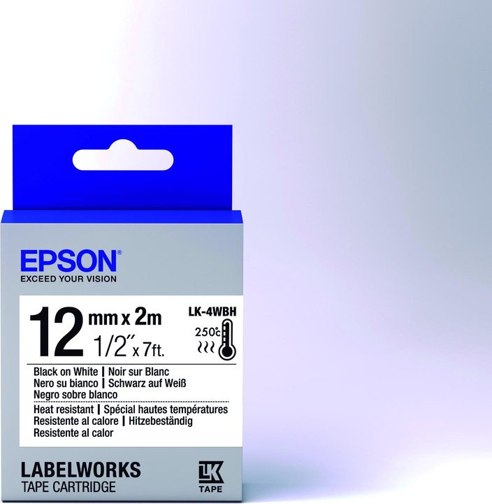 Actual product image Epson Label Cassette Lk-4wbh (1.20 cm, Black)