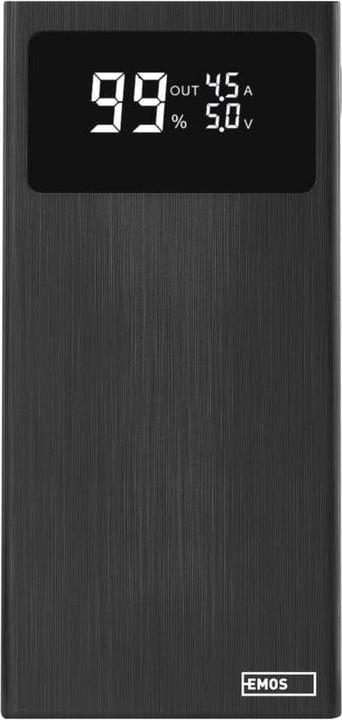 Actual product image Emos BetaQ 10 powerbank, 10,000 mAh, 22.5 W, black (10000 mAh, 22.50 W, 37 Wh)
