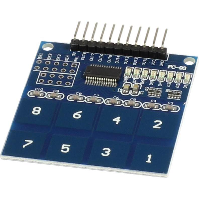 Allnet Scheda per interruttore a sfioramento capacitivo a 8 canali di 4duino, Scheda + Kit di sviluppo