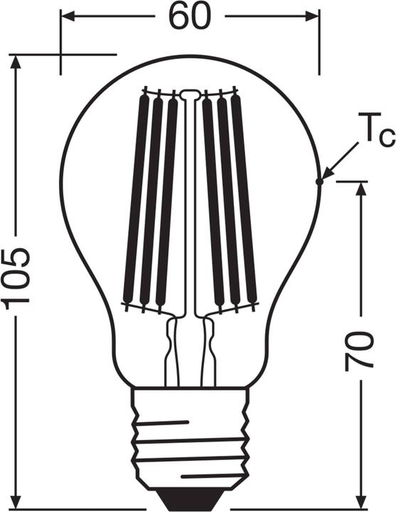 Image du produit Osram Lampe LED classe d'efficacité A filament CLASSIC 7.2W 840 claire E27 1521lm 4000K blanc neutre (E27, 1521 lm, 6x)