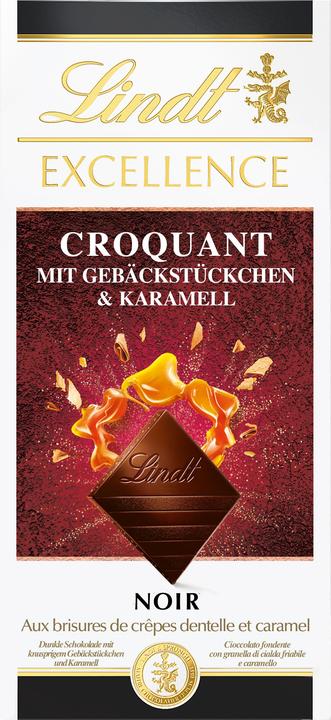 Lindt Excellence Dark with biscuits & caramel (100 g)
