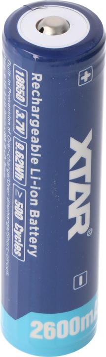 Produktbild Xtar 18650 2600mAh 3,6V - 3,7V Li-Ion-Akku geschützt mit Kopf, Abmessungen 69,50x18,4mm (18650, 2600 mAh)