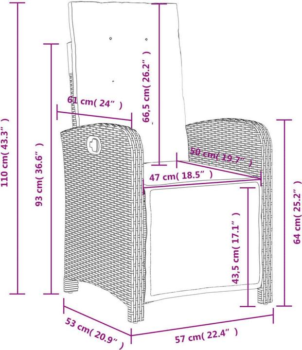 Produktbild vidaXL Gartensessel mit Fussteil Verstellbar