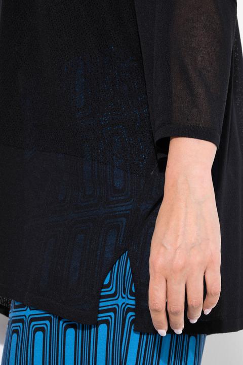 Actual product image Ulla Popken Openwork Checked Long Sleeve Sweater (46, 48)