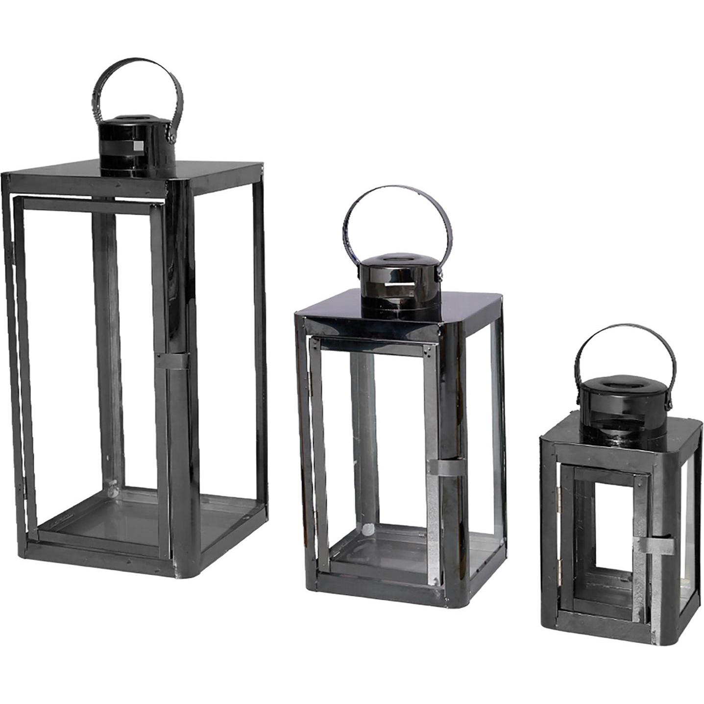 Mojawo, Laterne, 3er Luxus Laternen / Gartenlaternen Set Edelstahl Platin Optik (3 x)
