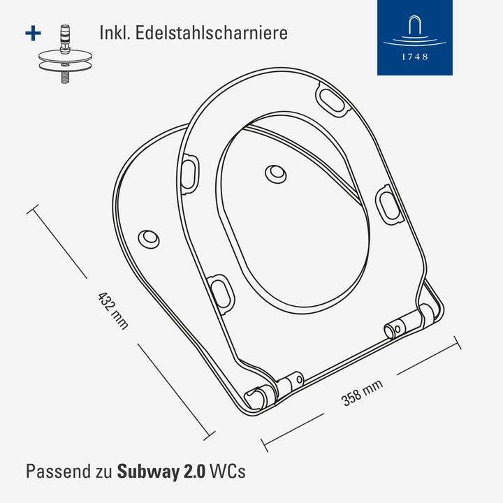 Produktbild Villeroy & Boch Subway 2.0 WC-Sitz SlimSeat, mit Absenkautomatik und abnehmbaren Sitz