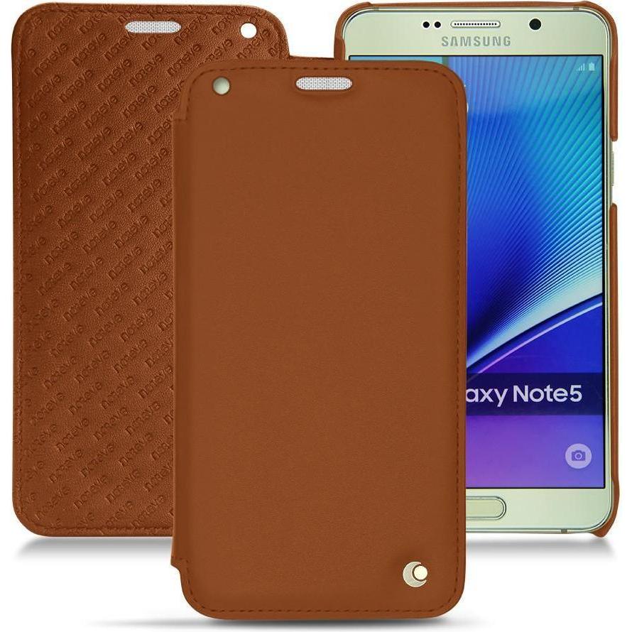 Noreve Lederschutzhülle horizontal (Samsung Galaxy Note 5), Smartphone Hülle, Braun