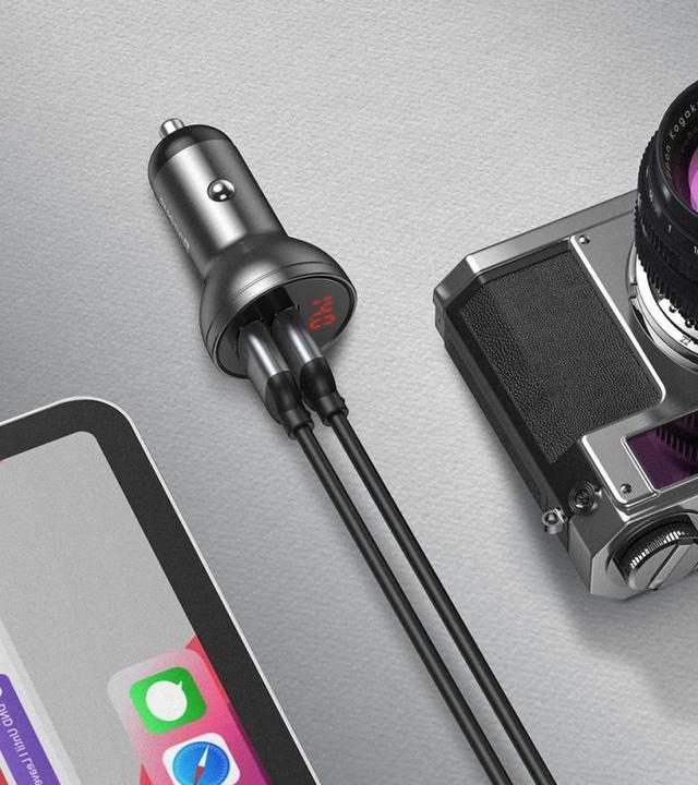 Produktbild Baseus Digital Display Dual USB 4.8A Car Charger 24W Silver